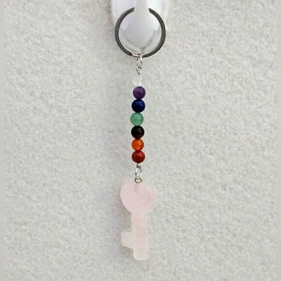 🌹NWOT, Rose quartz, and multi stone key ring⚘️ - Picture 1 of 2